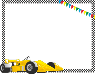 Car Race Borders: Vibrant Yellow Race Car with Flag on Black Background Clipart