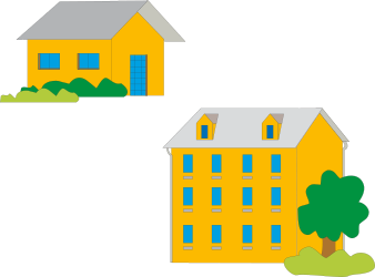 Yellow Houses with Trees and Bushes - Charming Clipart for Your Projects