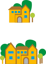 Houses with Trees and Bushes Clipart: Perfect for Nature-Themed Projects