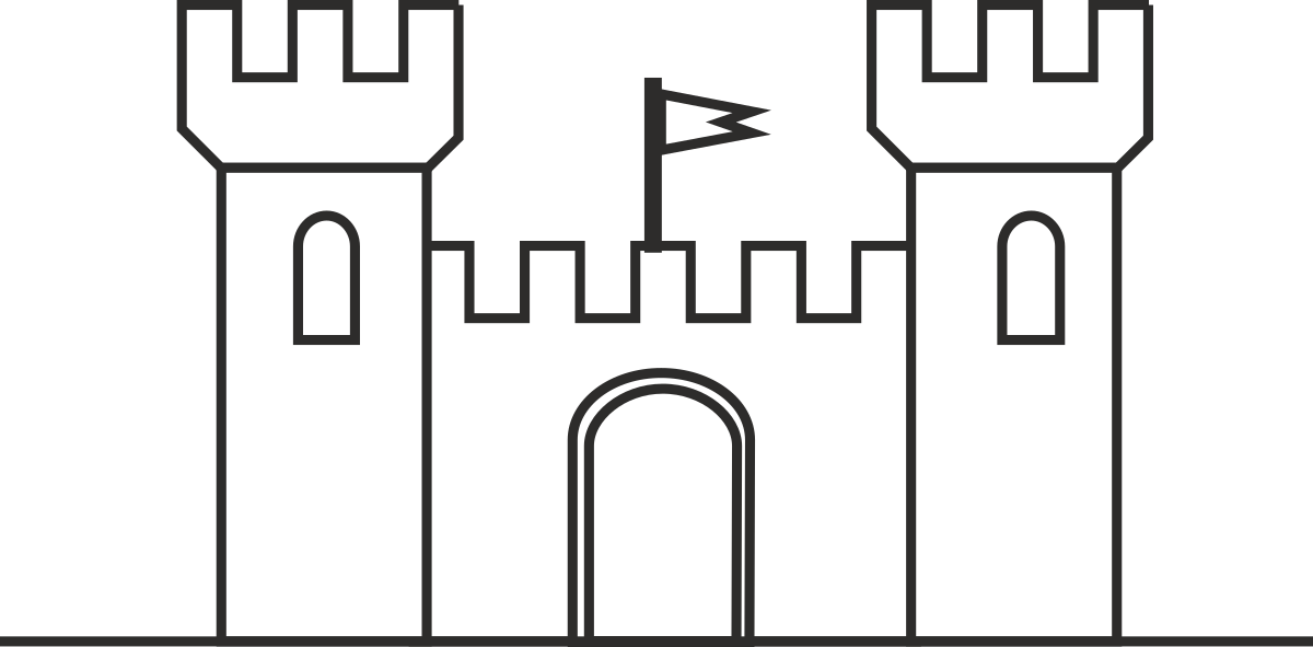 White Castle with Black Arrow Clipart for Creative Projects