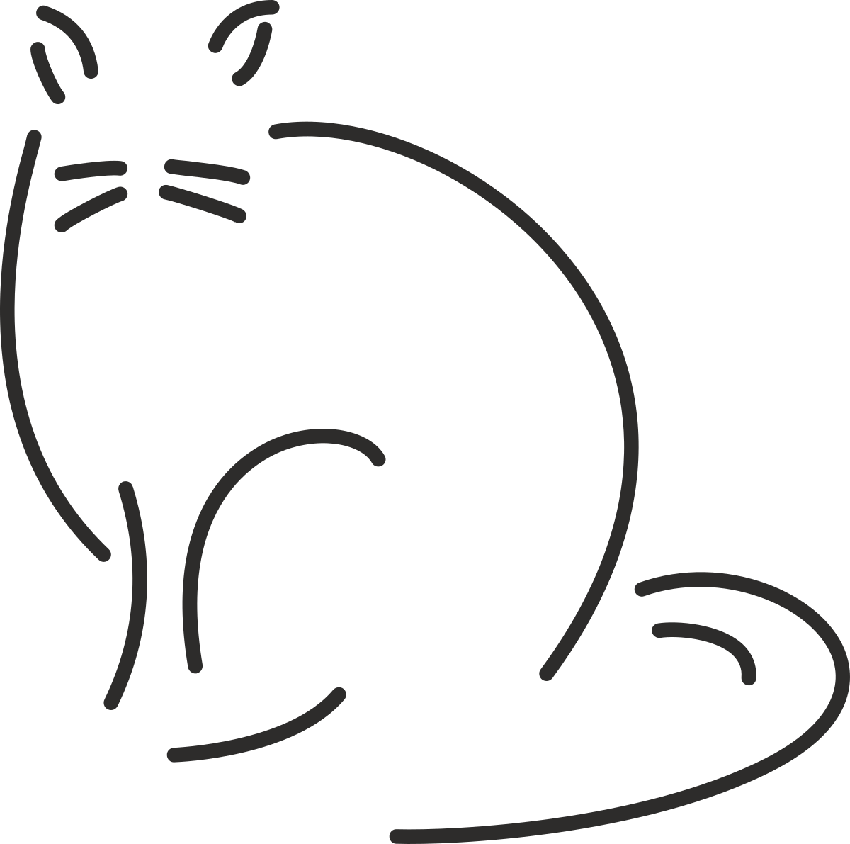 Black and White Cat Sitting on Floor - Charming Clipart Illustration