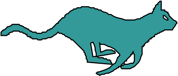 Running Cat Clipart - Blue Silhouette Dog with Long Tail