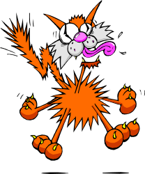 Cartoon Cat with Pink Nose and Orange Eyes - Adorable Clipart for All Uses