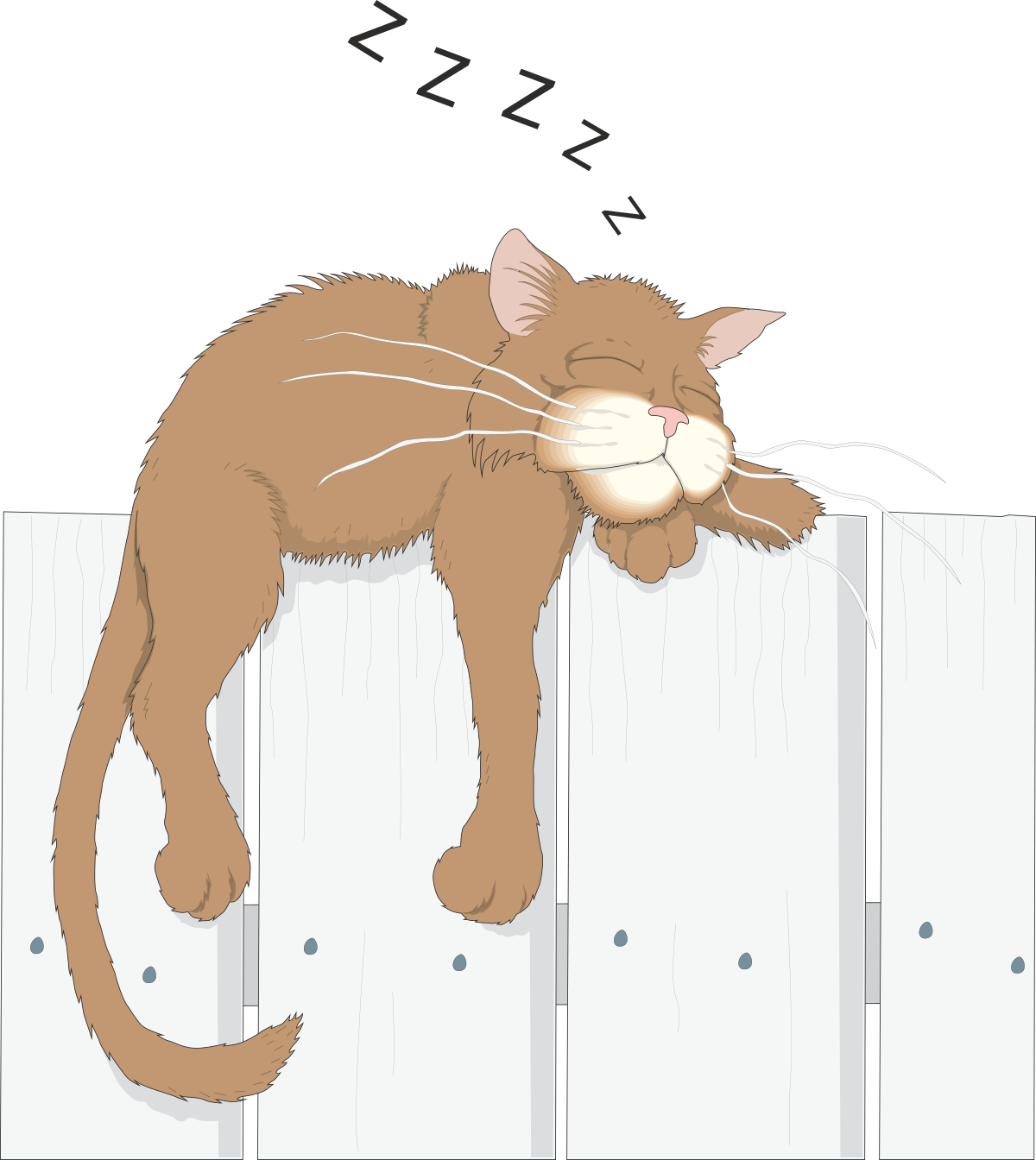 Cat Sleeping on a Fence - Adorable Clipart Illustration