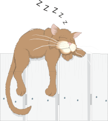 Cat Sleeping on a Fence - Adorable Clipart Illustration