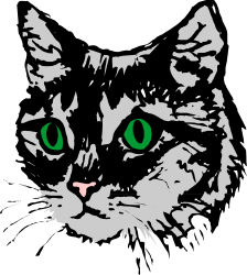 Green-Eyed Cat Clipart on Black Background - Stunning SVG Visuals