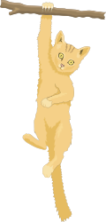 Cat Hanging on Branch: Playful Clipart for Fun Designs