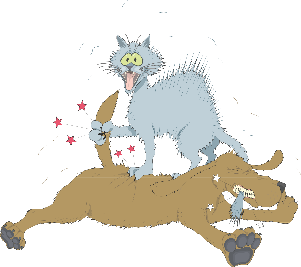 Cat Riding Dog Clipart - Fun and Whimsical Animal Art