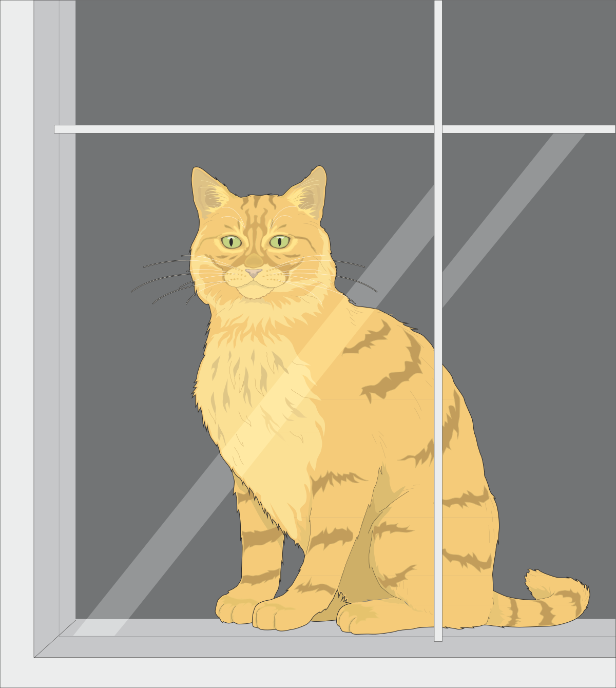 Cat Sitting on Window Sill - Charming Clipart for Your Projects