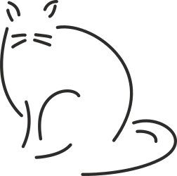 Black and White Cat Sitting on Floor - Charming Clipart Illustration