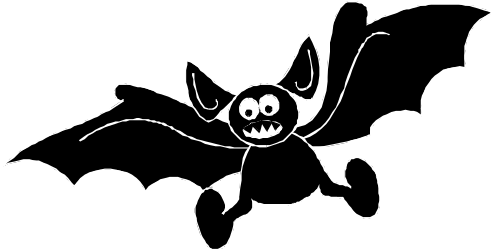 Bat Clipart on Black Background - Spooky Halloween Illustration