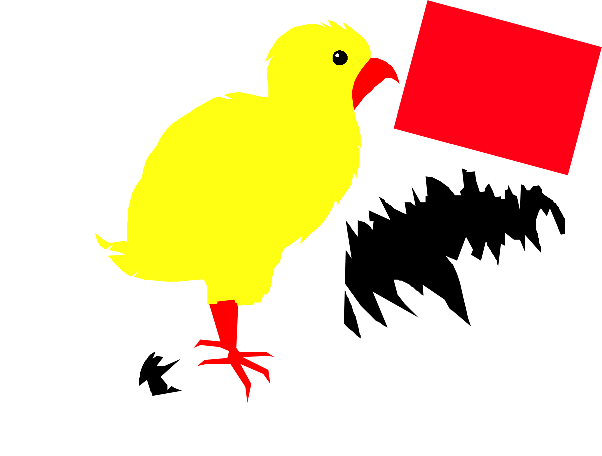 a yellow bird with a red square on its head clip art png transparent Yellow Bird with Red Square on Head Clipart - Vibrant and Playful Design