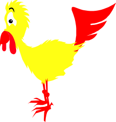 Yellow Chicken with Red Feathers Clipart for Creative Projects