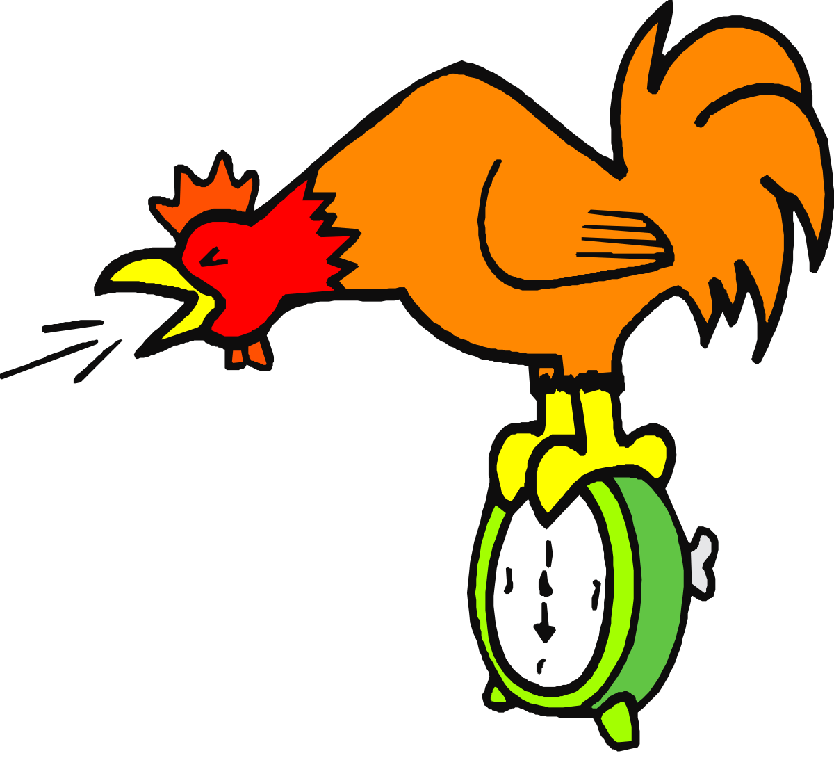 Chicken Standing on Clock Clipart for Fun Designs
