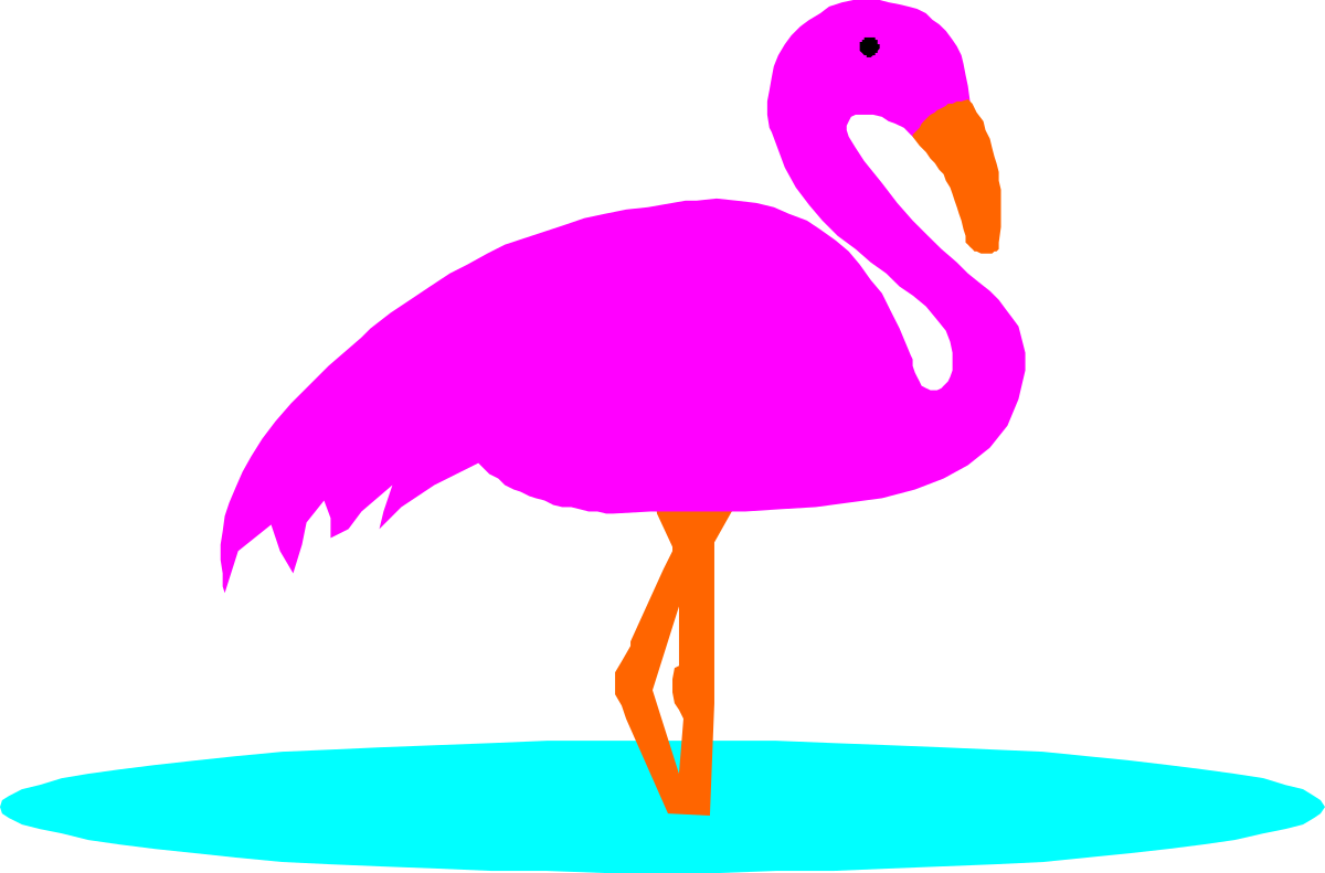 Pink Flamingo Standing on Blue Surface Clipart - Vibrant and Stylish