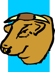 Brown Bear Head Clipart with Blue Background - Eye-Catching and Unique
