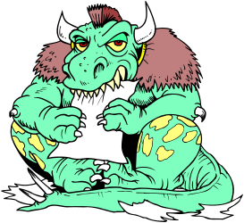 Cartoon Monster with Big Head and Big Eyes Clipart