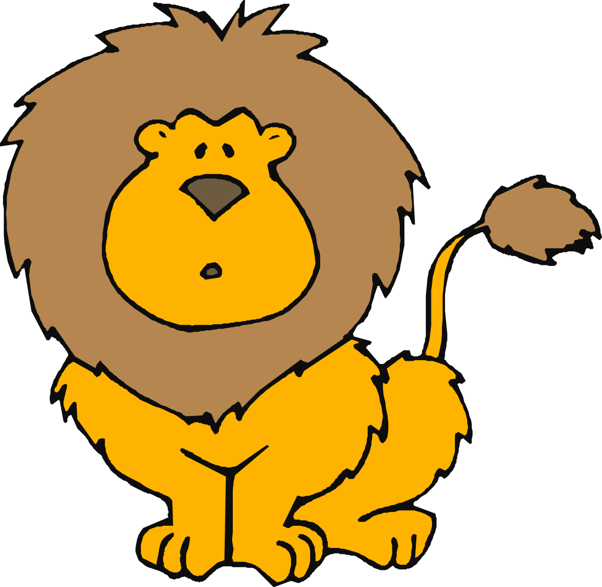 Cartoon Lion Sitting with Leaf - Playful Wildlife Clipart
