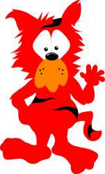 Cartoon Character Clipart: Vibrant Red and Yellow Design