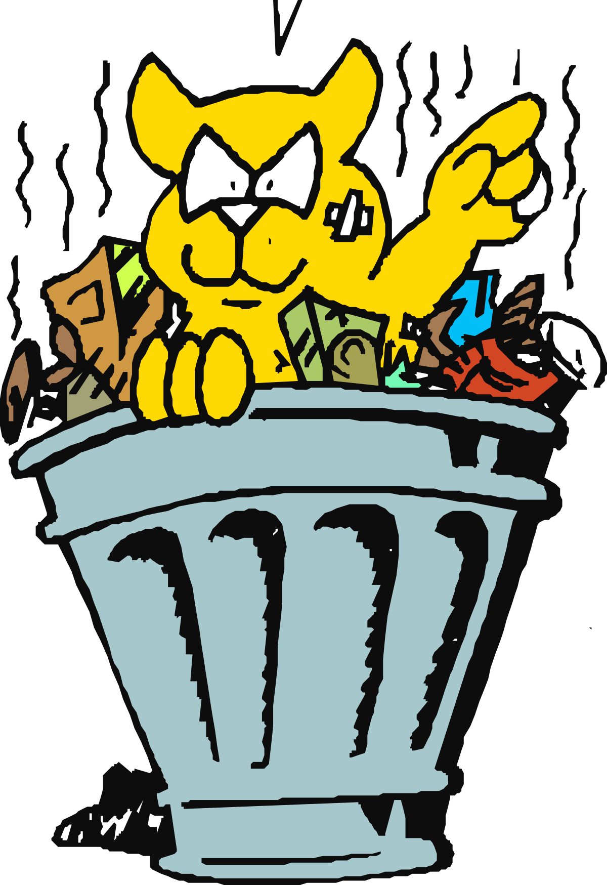 Cartoon Cat in Trash Can Clipart: Whimsical and Fun