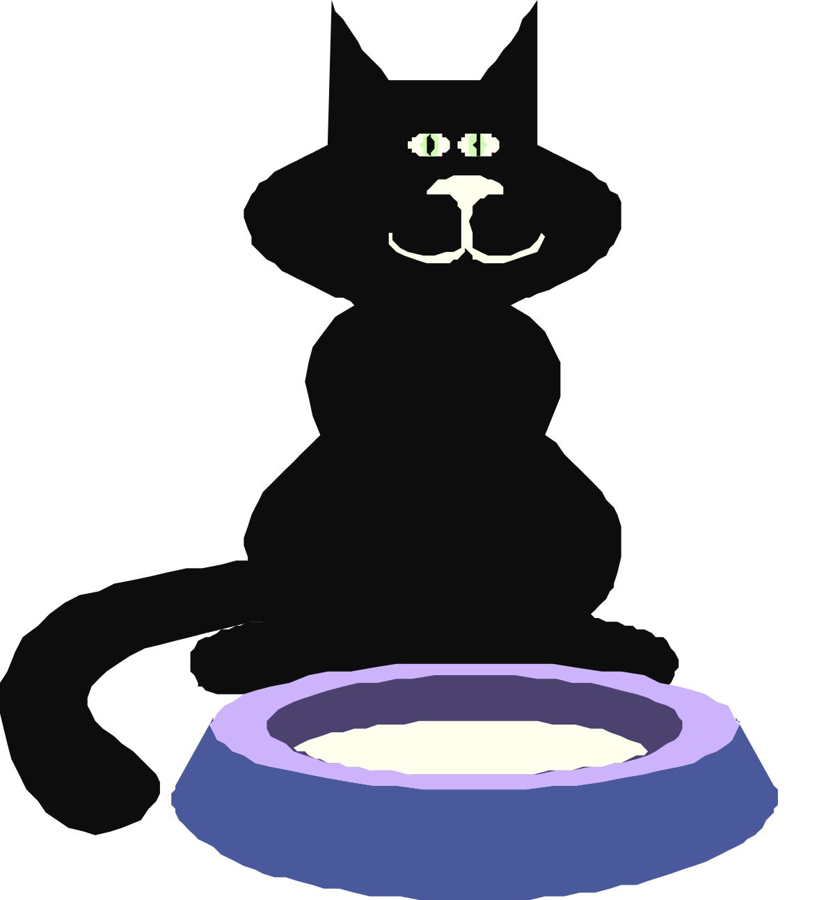 Black Cat on Blue Bowl Clipart for Your Creative Projects