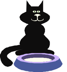 Black Cat on Blue Bowl Clipart for Your Creative Projects