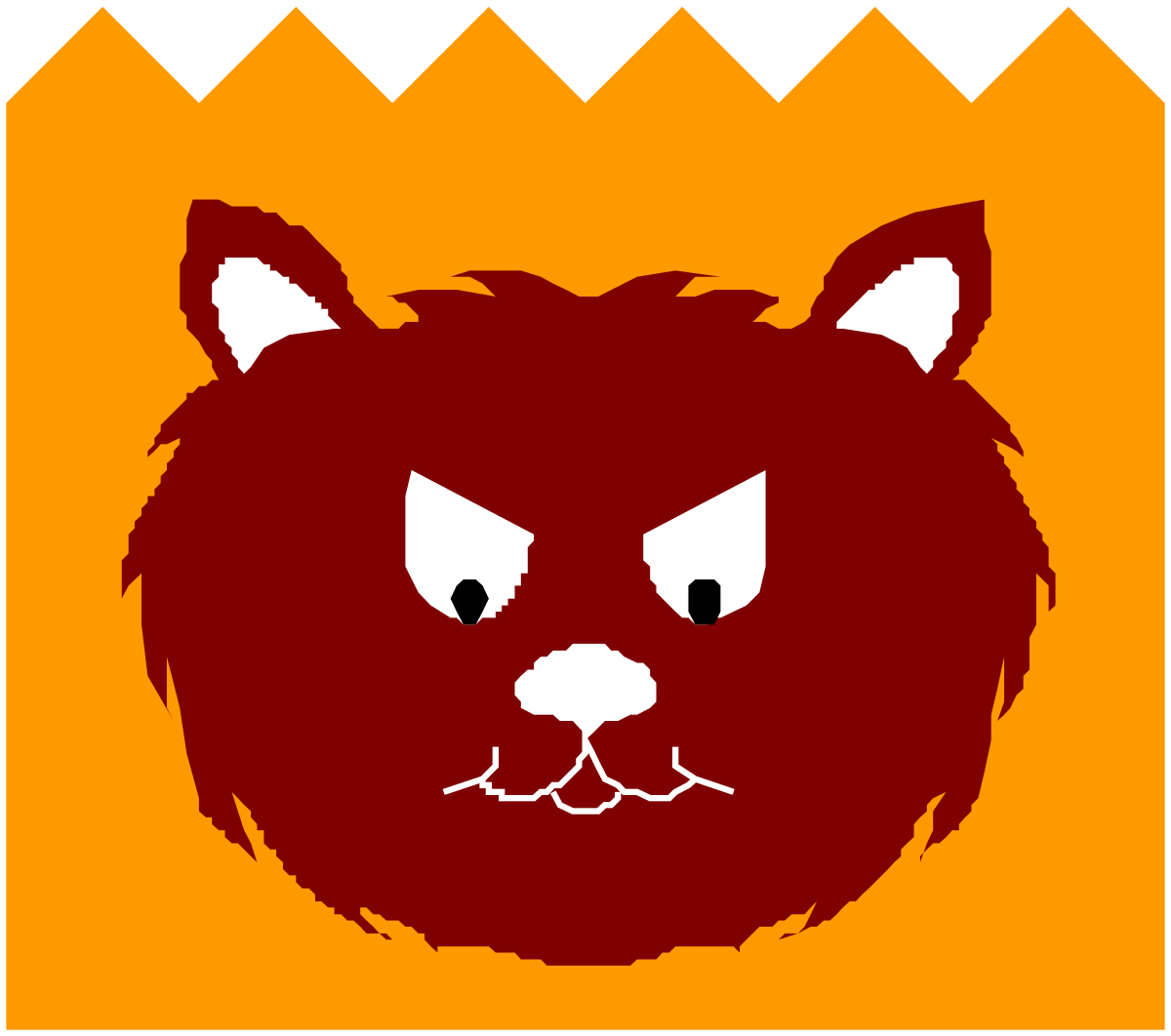 Red and Yellow Cat Head Clipart - Playful Feline Illustration