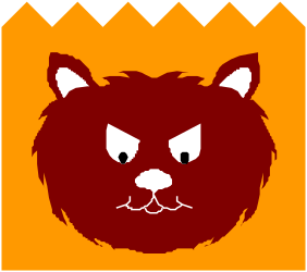 Red and Yellow Cat Head Clipart - Playful Feline Illustration
