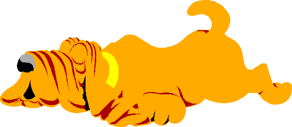 Yellow and Red Dog Laying Down on Ground Clipart