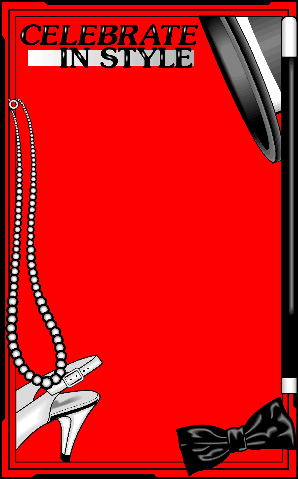 a red and black poster with a woman ' s legs clip art png transparent Borders and Holiday Celebration Clipart of Woman's Legs in Red and Black