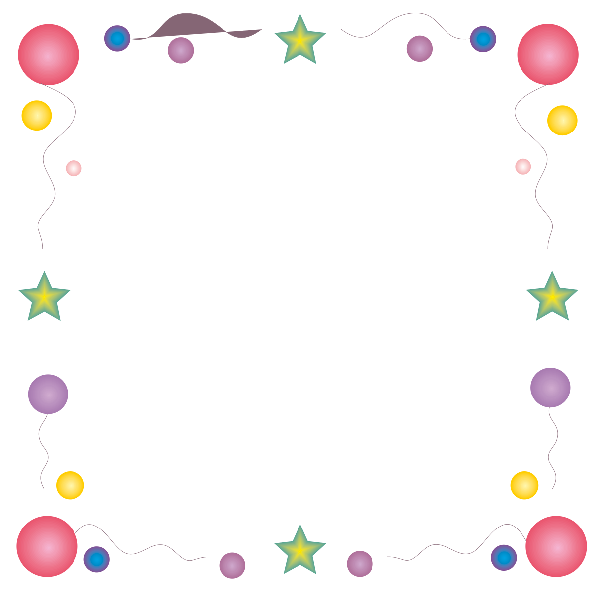 Festive Borders with Colorful Balloons and Stars for Holiday Celebrations