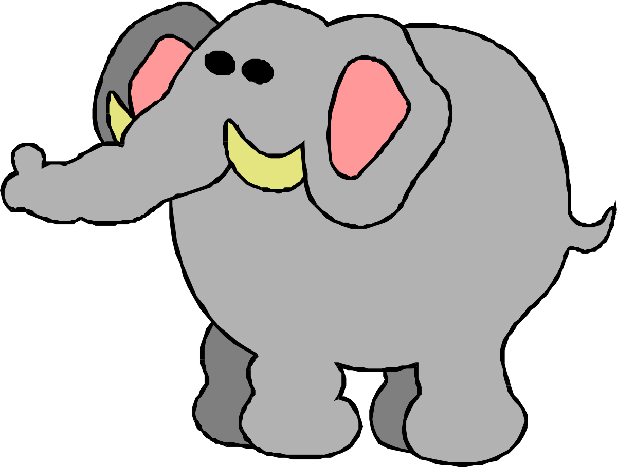 Elephant with Pink Tuffle on Trunk - Playful Clipart