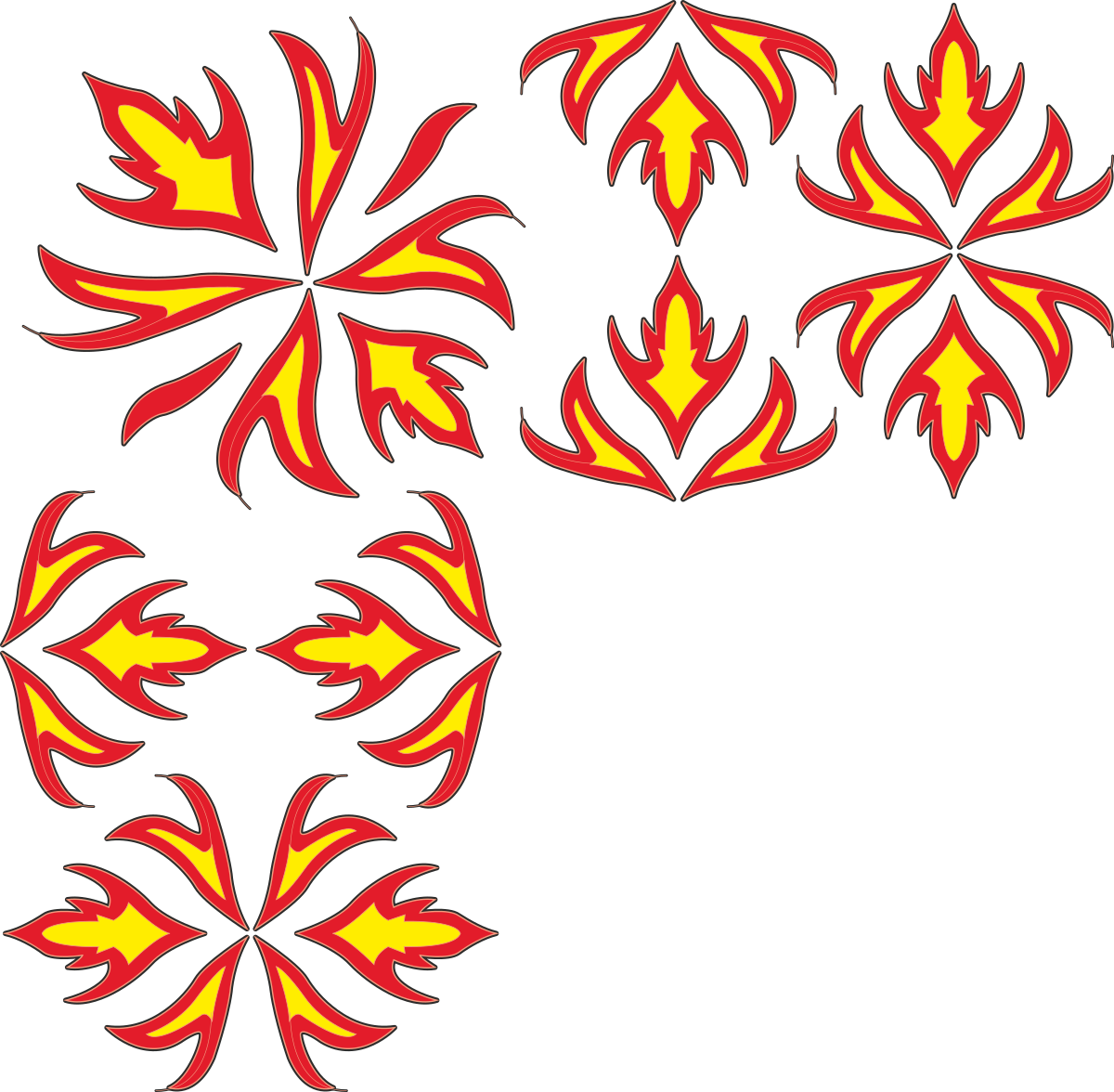 Borders and Plants Clipart: Vibrant Flames and Lush Greenery