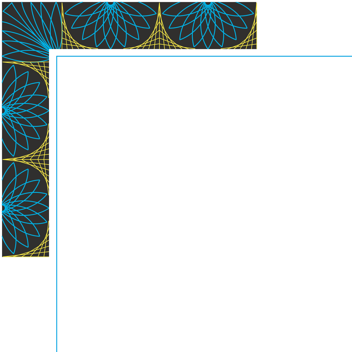 Borders and Plants Clipart: Vibrant Blue and Yellow Floral Frame