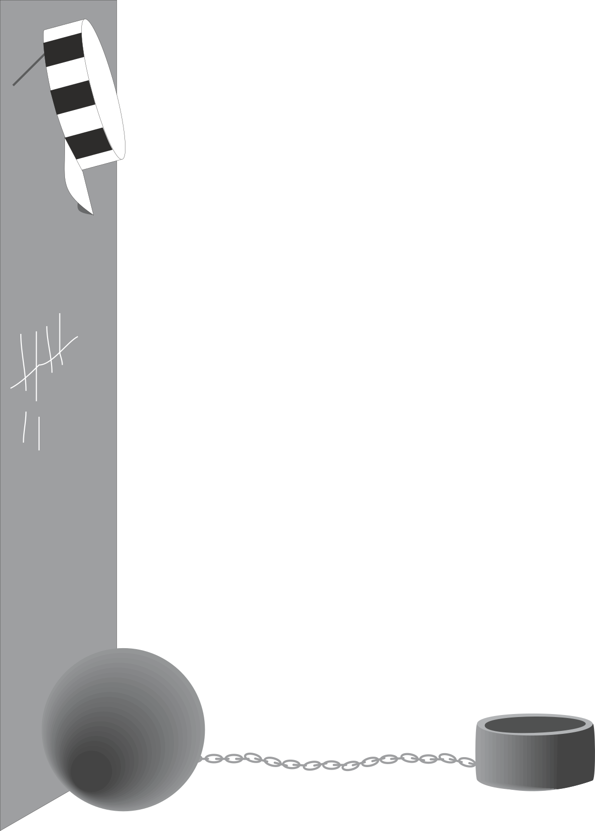 Borders and Corners Clipart: Black and White Chain with Ball Design
