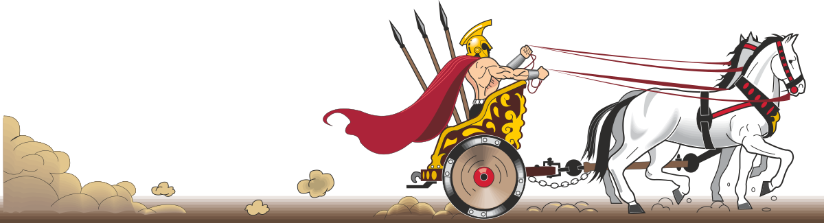 Chariot Border Clipart: Man Riding Horse with Decorative Borders and Bars