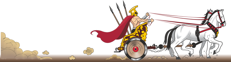 Chariot Border Clipart: Man Riding Horse with Decorative Borders and Bars