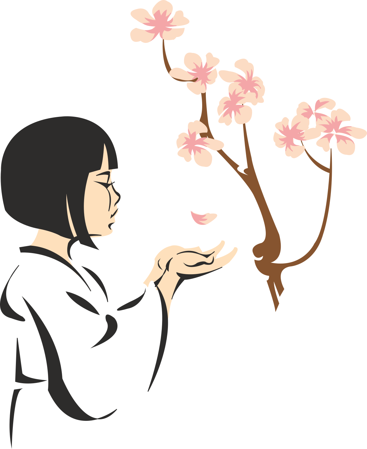 a woman holding a flower in her hand clip art png transparent Woman Holding Flower Clipart - Elegant Floral Illustration