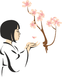 Woman Holding Flower Clipart - Elegant Floral Illustration