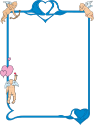 Borders with Cherubs and Hearts - Blue Frame Clipart