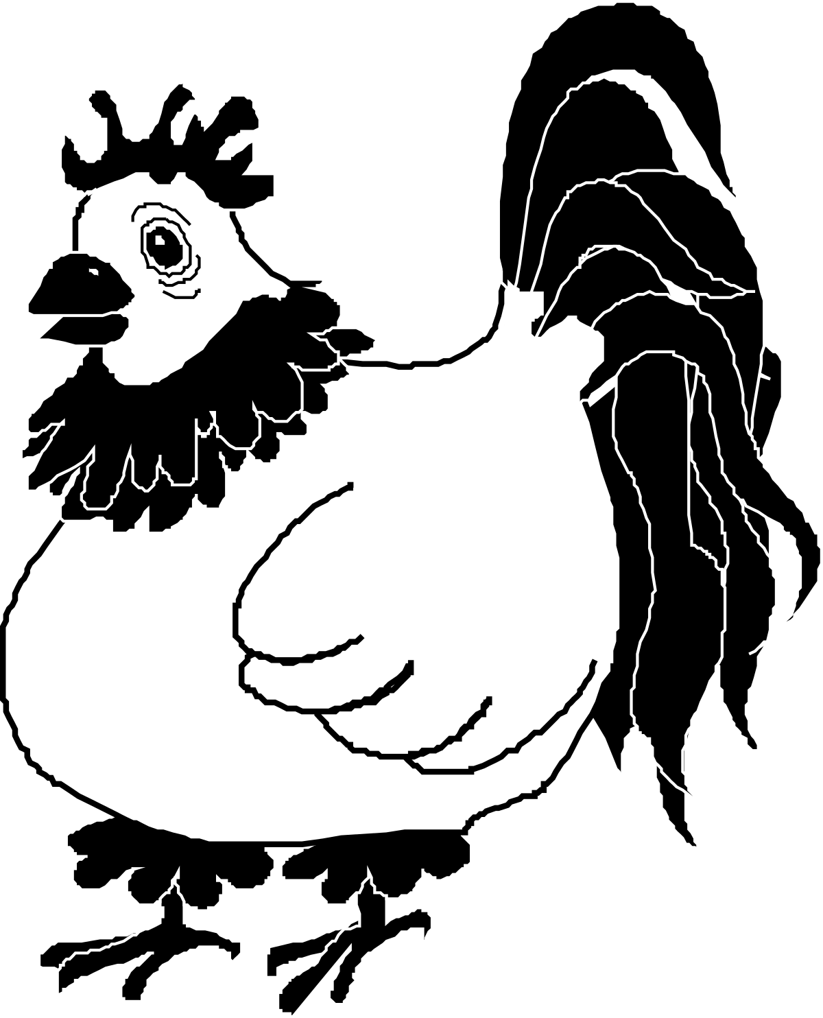 a chicken with a black and white outline clip art png transparent Black and White Outline Chicken Clipart for Creative Projects