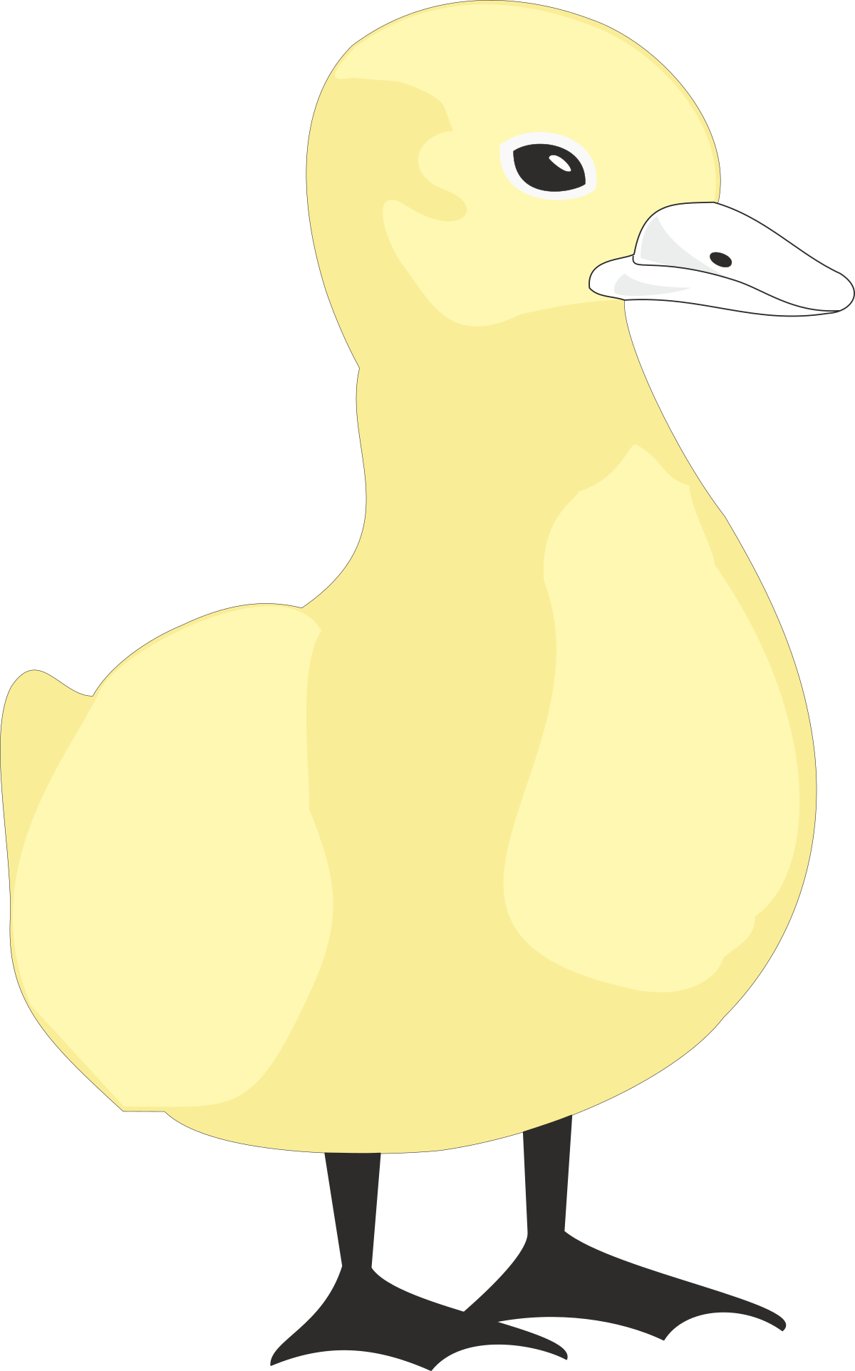 Yellow Duck Clipart with Black Feet and White Beak