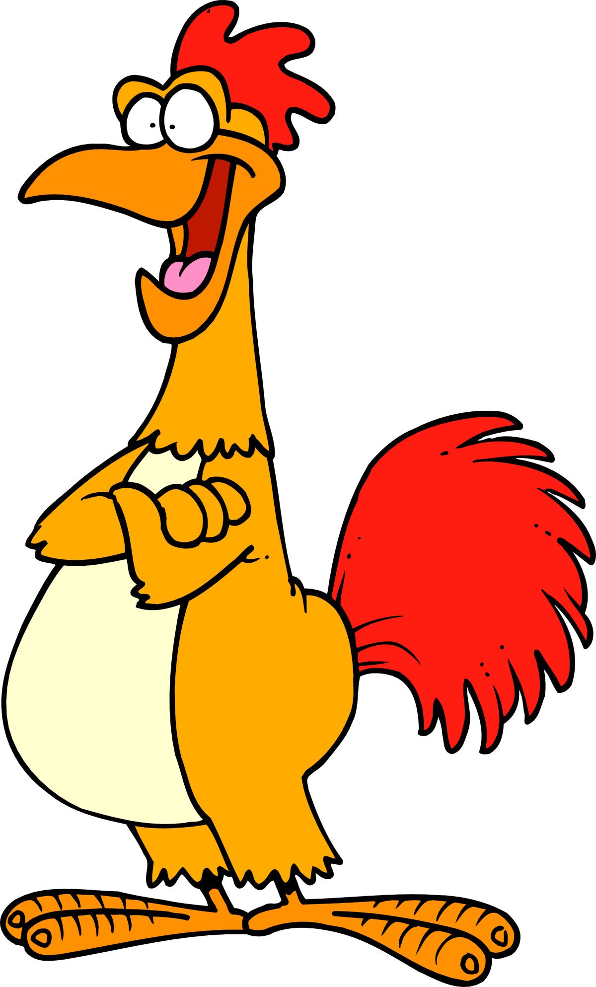 a cartoon chicken with a red tail and a white face clip art png transparent Cartoon Chicken with Red Tail and White Face - Fun Clipart for Kids