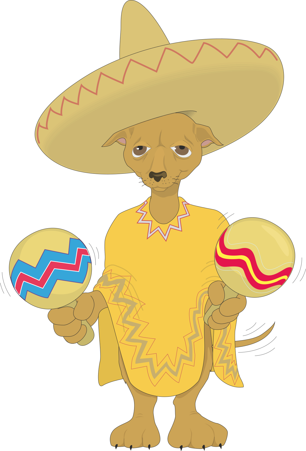 Cartoon Character with Sombrero and Maracas Clipart