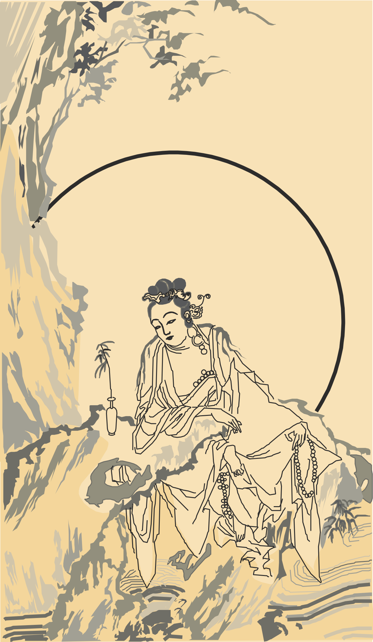 Woman Sitting on a Rock - Captivating Nature Clipart