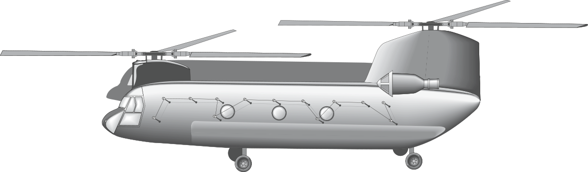 Helicopter Clipart: Detailed Propeller and Wheels Graphic