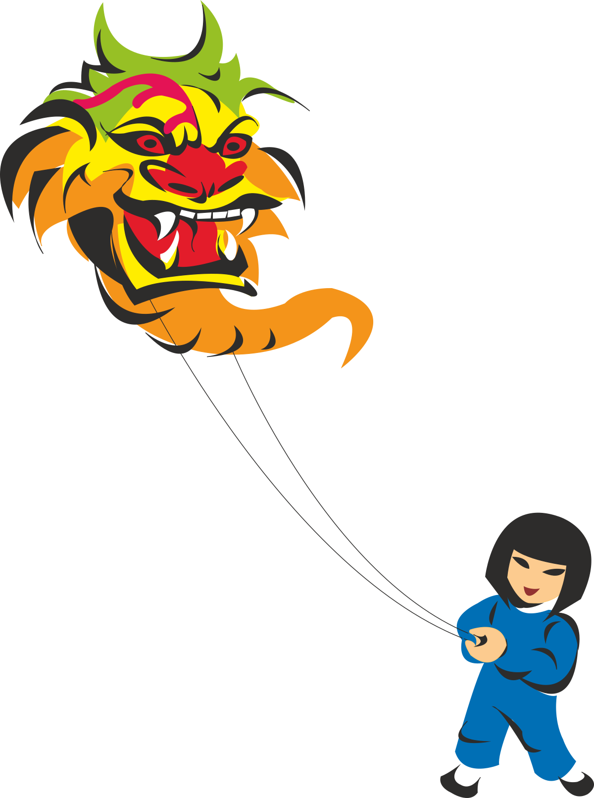 Lion Clipart: Person Flying a Colorful Kite