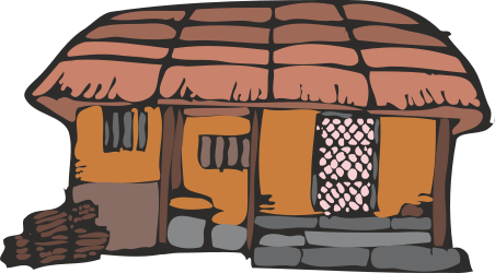 Small House with Thatched Roof - Charming Clipart for Your Projects
