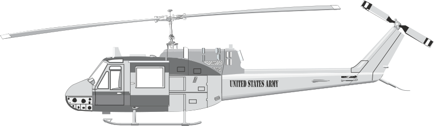 Helicopter Outline Clipart - Black and White Design Elements