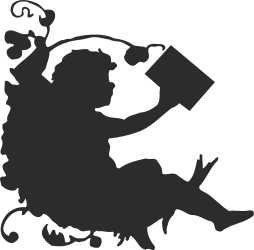Borders and Corners Clipart: Cherub Silhouette of Woman Reading a Book